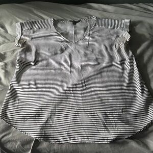 Express Monochrome Striped V-Neck Blouse